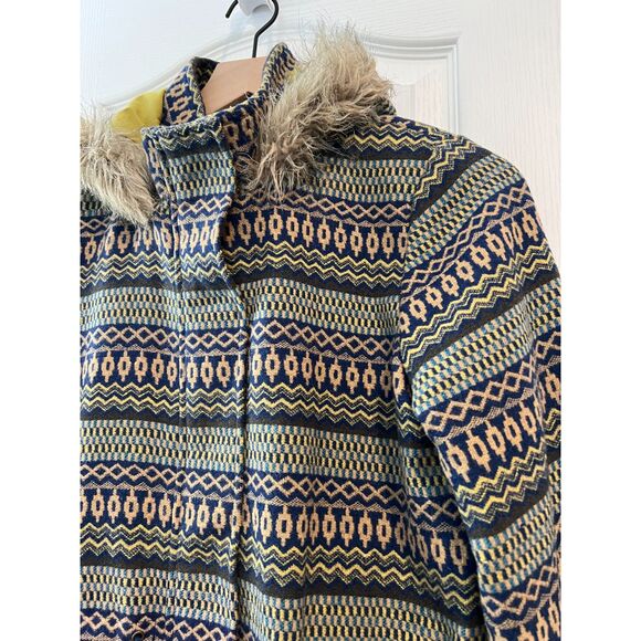 Mossimo Supply Co. Geometric Aztec Print Jacket Faux Fur Hood Women's M - Picture 3 of 11